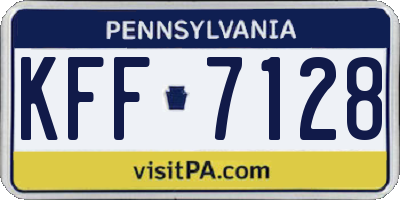 PA license plate KFF7128