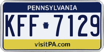 PA license plate KFF7129