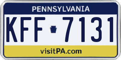 PA license plate KFF7131