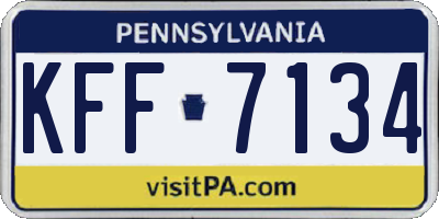 PA license plate KFF7134