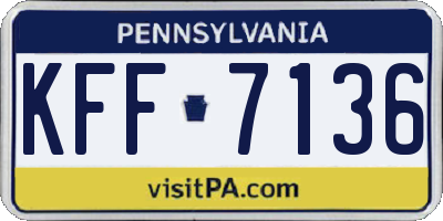 PA license plate KFF7136