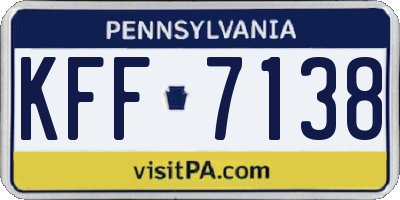 PA license plate KFF7138