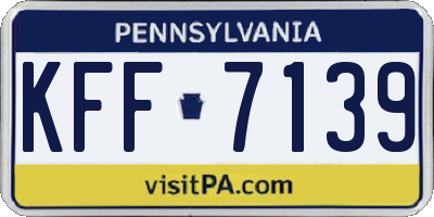 PA license plate KFF7139