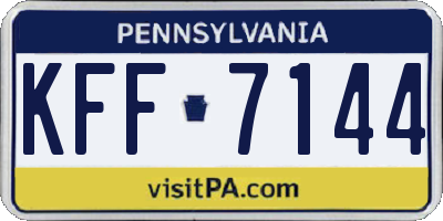 PA license plate KFF7144