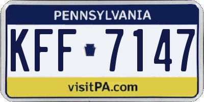 PA license plate KFF7147