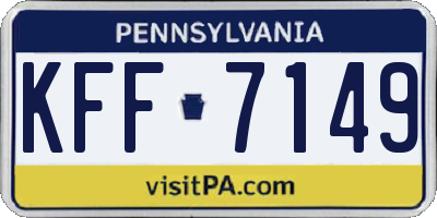 PA license plate KFF7149