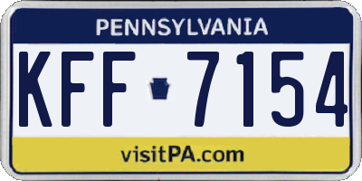PA license plate KFF7154