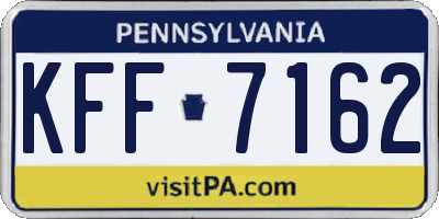 PA license plate KFF7162