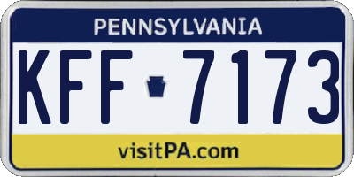 PA license plate KFF7173