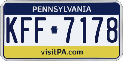 PA license plate KFF7178