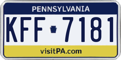 PA license plate KFF7181