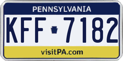 PA license plate KFF7182