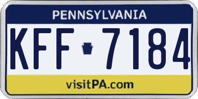 PA license plate KFF7184
