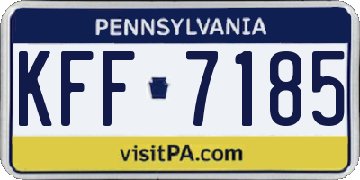 PA license plate KFF7185