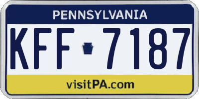 PA license plate KFF7187