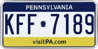 PA license plate KFF7189