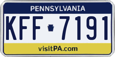 PA license plate KFF7191
