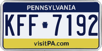 PA license plate KFF7192