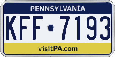 PA license plate KFF7193