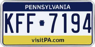 PA license plate KFF7194