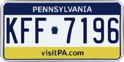 PA license plate KFF7196