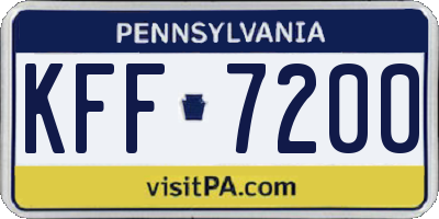 PA license plate KFF7200