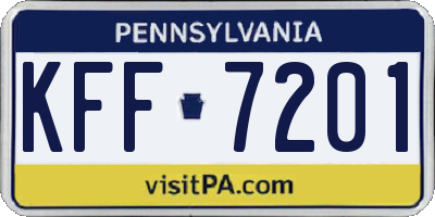 PA license plate KFF7201