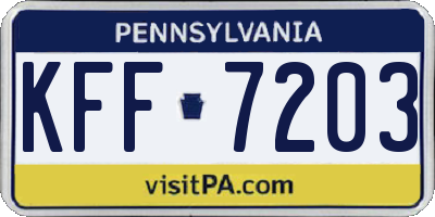 PA license plate KFF7203