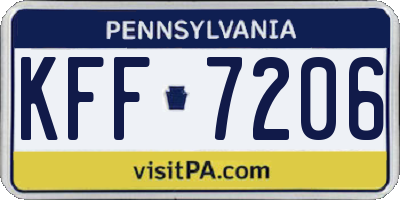 PA license plate KFF7206