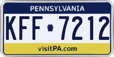 PA license plate KFF7212