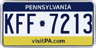 PA license plate KFF7213