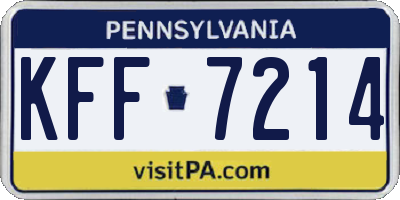 PA license plate KFF7214