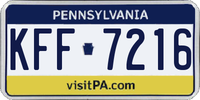 PA license plate KFF7216