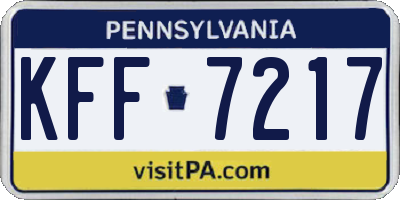 PA license plate KFF7217