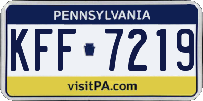 PA license plate KFF7219