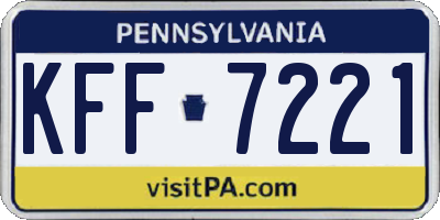 PA license plate KFF7221
