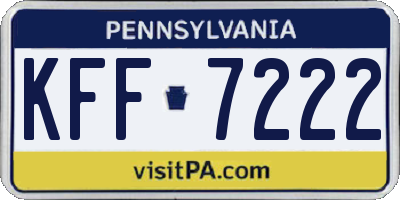 PA license plate KFF7222