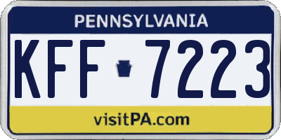 PA license plate KFF7223