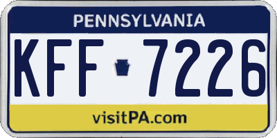 PA license plate KFF7226
