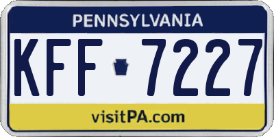 PA license plate KFF7227