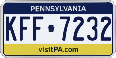 PA license plate KFF7232