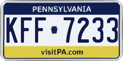 PA license plate KFF7233