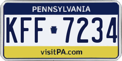 PA license plate KFF7234