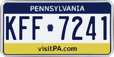 PA license plate KFF7241