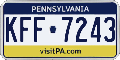 PA license plate KFF7243