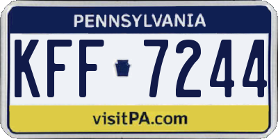 PA license plate KFF7244