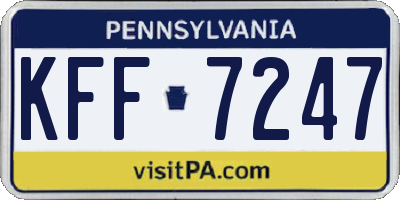 PA license plate KFF7247