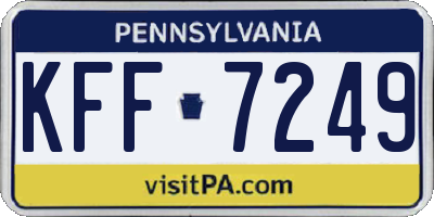 PA license plate KFF7249
