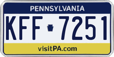 PA license plate KFF7251