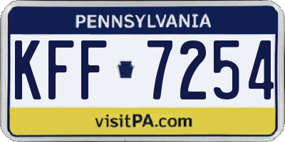 PA license plate KFF7254